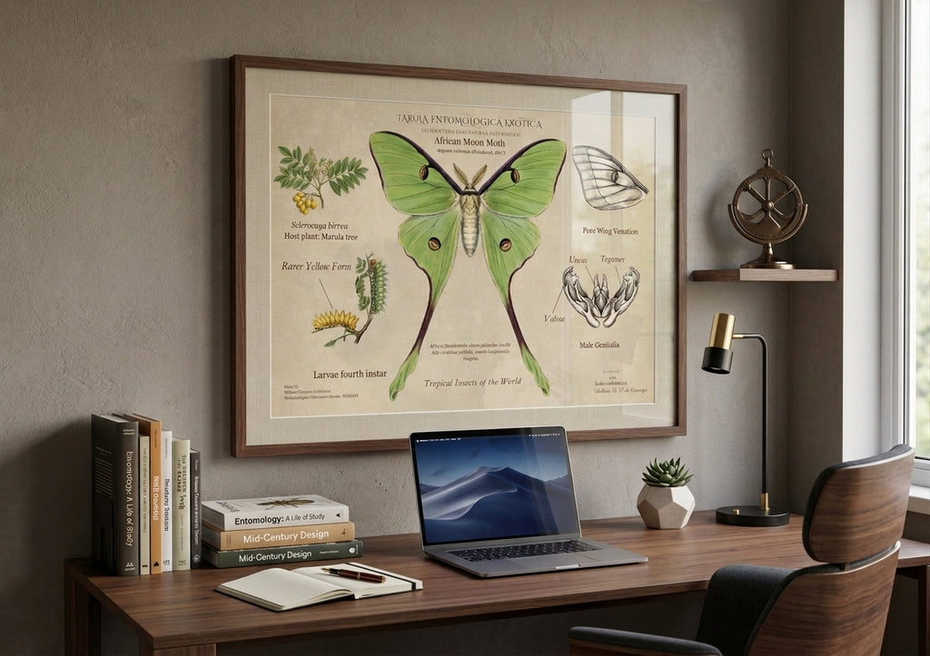 African Moon Moth horizontal Vintage poster