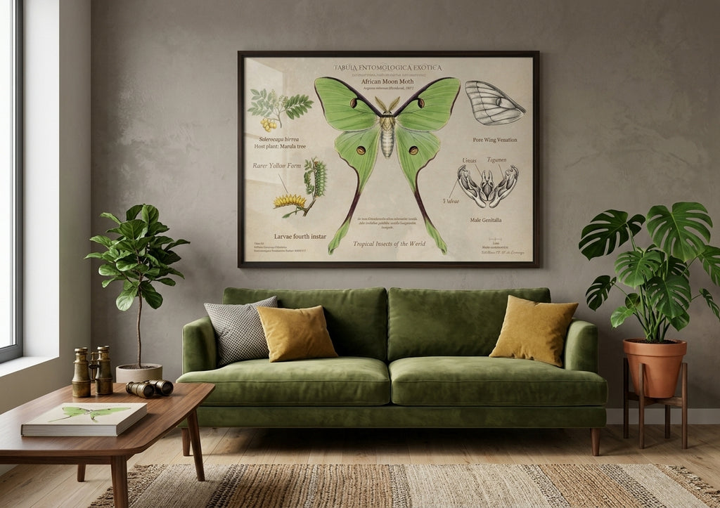 African Moon Moth horizontal Vintage poster