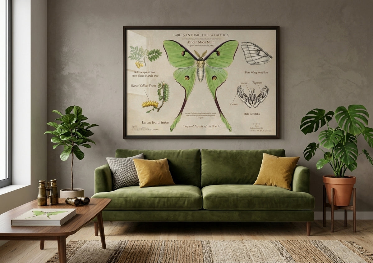 African Moon Moth horizontal Vintage poster