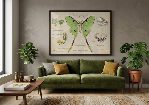African Moon Moth horizontal Vintage poster